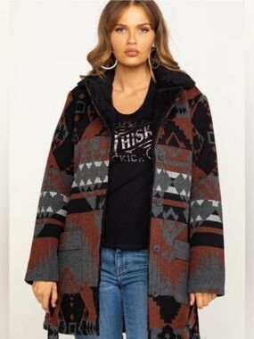 Idyllwind by Miranda Lambert Cozy Sherpa-Lined Aztec Cardigan Jacket Boho